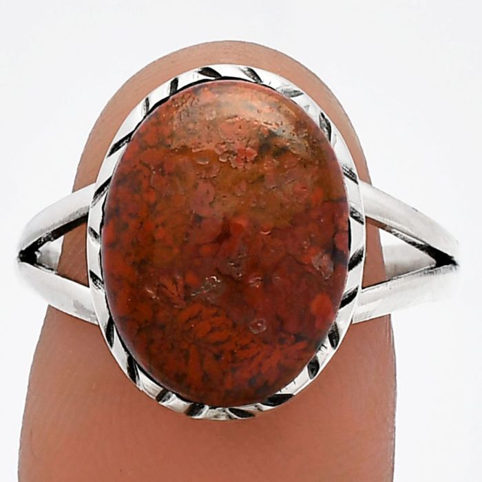 Red Moss Agate Ring size-9 SDR230941 R-1074, 11x15 mm