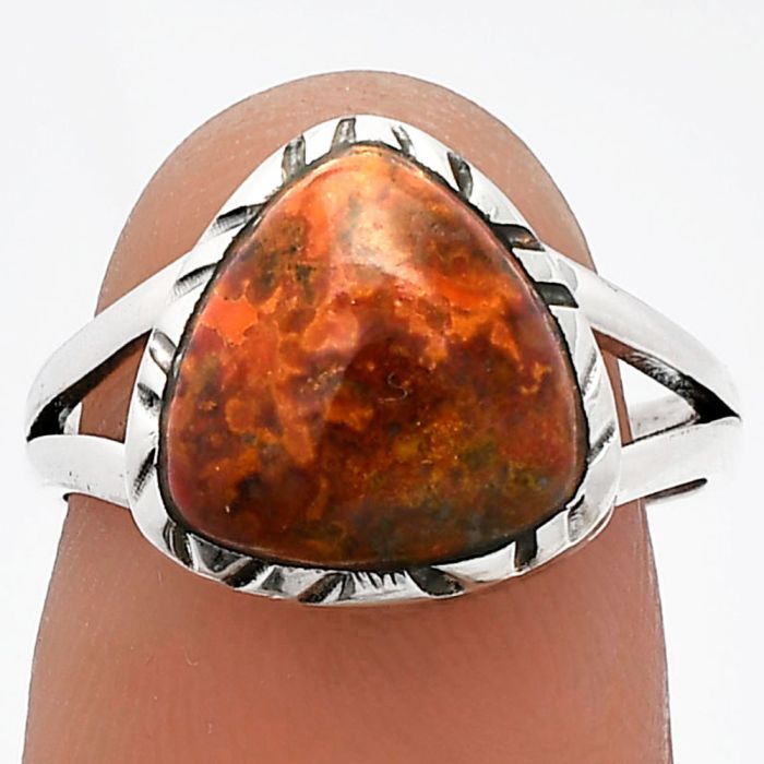 Red Moss Agate Ring size-7 SDR230964 R-1074, 11x11 mm