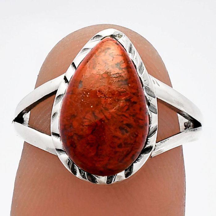 Red Moss Agate Ring size-7 SDR230974 R-1074, 9x14 mm