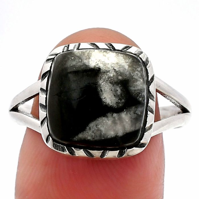 Mexican Cabbing Fossil Ring size-9.5 SDR230996 R-1074, 11x11 mm