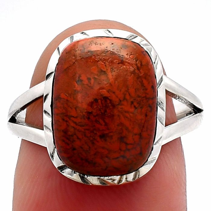 Red Moss Agate Ring size-8 SDR231005 R-1074, 10x14 mm