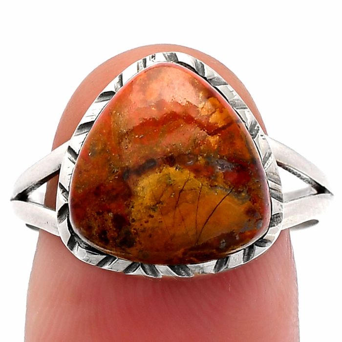 Red Moss Agate Ring size-9 SDR231009 R-1074, 12x12 mm