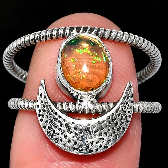 Crescent Moon - Ethiopian Opal Ring size-8 SDR231062 R-1454, 6x8 mm