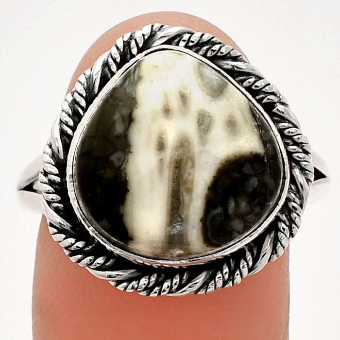 Mexican Cabbing Fossil Ring size-9.5 SDR231462 R-1014, 14x14 mm