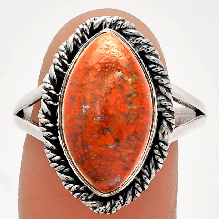 Red Moss Agate Ring size-9.5 SDR231502 R-1014, 10x17 mm