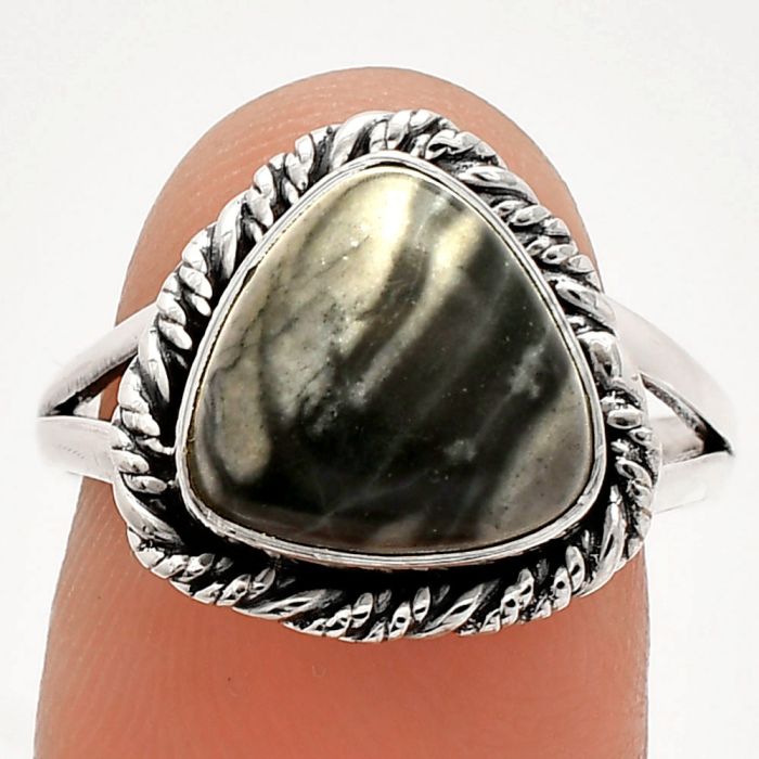 Mexican Cabbing Fossil Ring size-8 SDR231525 R-1014, 11x11 mm
