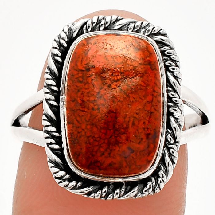 Red Moss Agate Ring size-9 SDR231593 R-1014, 10x14 mm