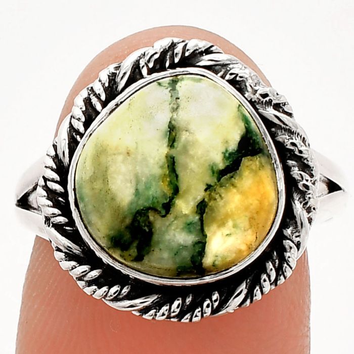 Tree Weed Moss Agate Ring size-8 SDR231690 R-1014, 12x12 mm