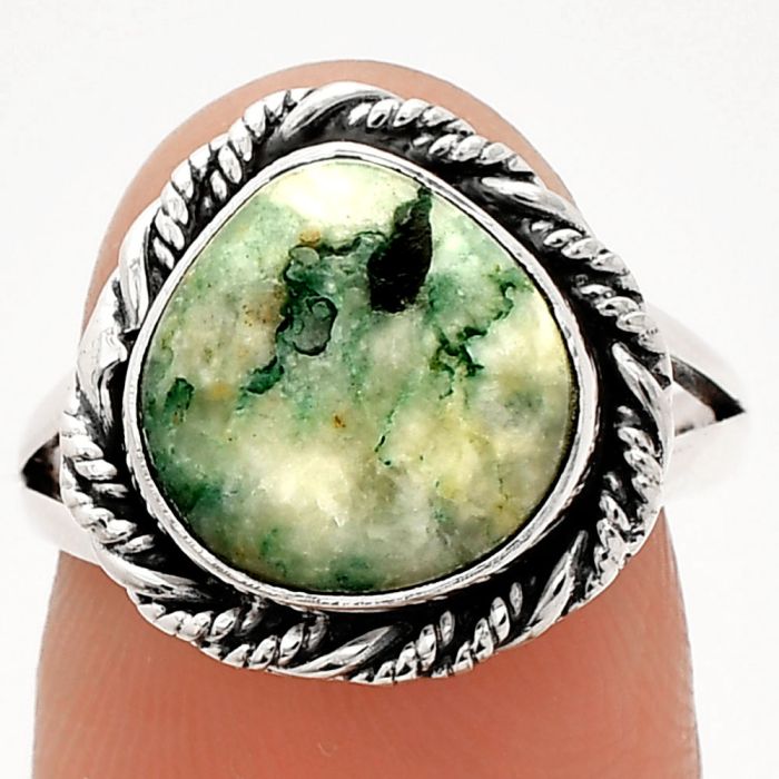 Tree Weed Moss Agate Ring size-7 SDR231726 R-1014, 11x11 mm