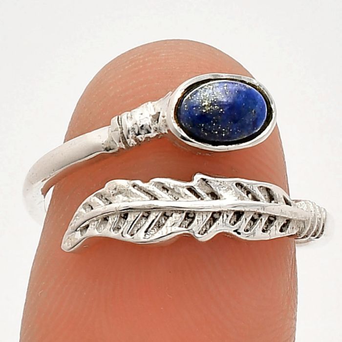 Adjustable Feather - Lapis Lazuli Ring size-7 SDR231816 R-1496, 6x4 mm