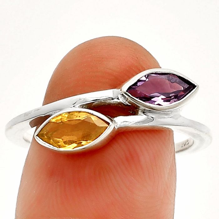 Citrine and Amethyst Ring size-7 SDR232196 R-1235, 4x8 mm