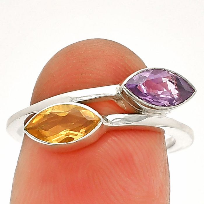 Citrine and Amethyst Ring size-6 SDR232231 R-1235, 4x8 mm