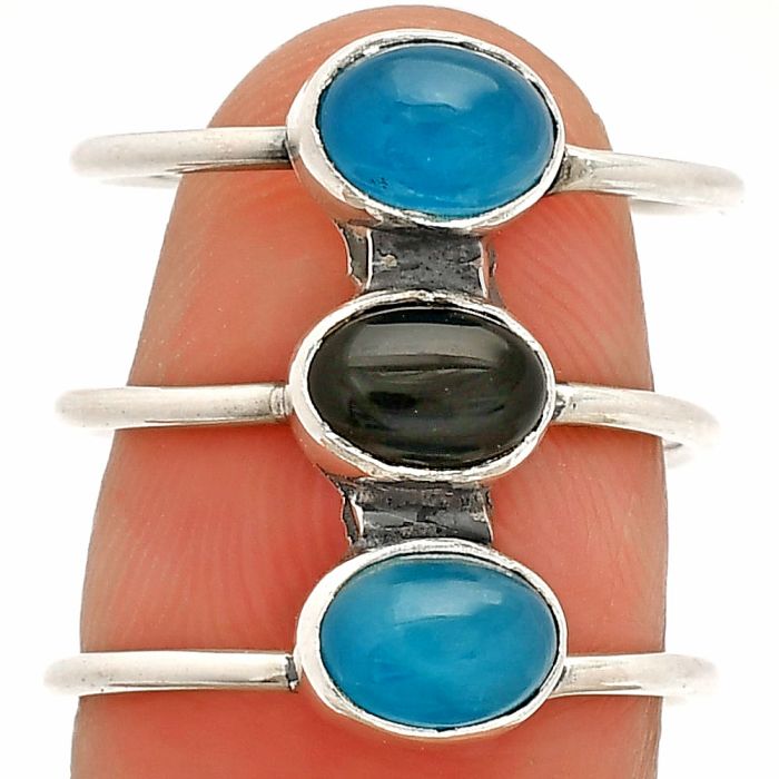 Smithsonite and Black Onyx Ring size-7 SDR232341 R-1719, 7x5 mm