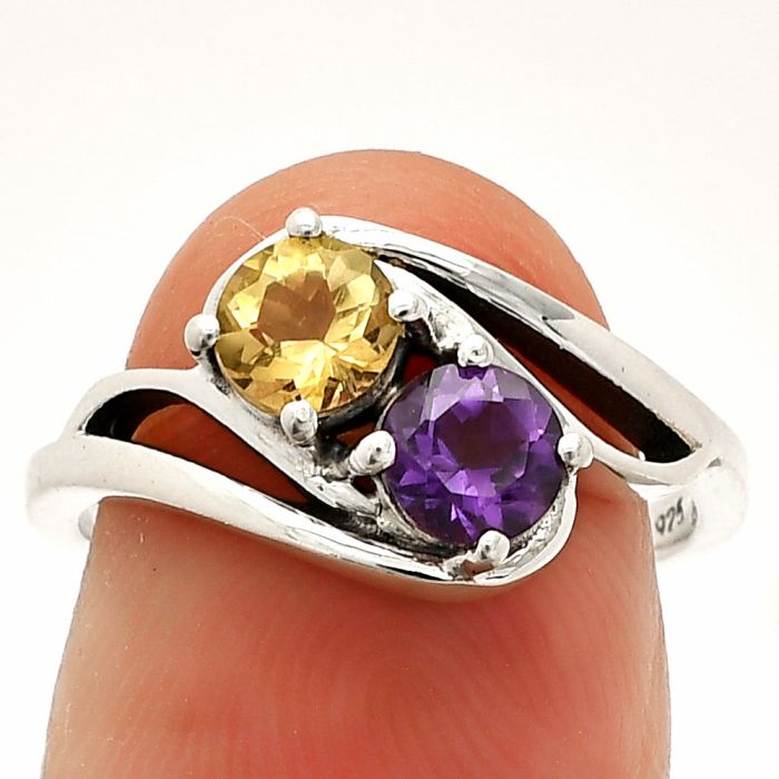 Citrine and African Amethyst Ring size-7 SDR232877 R-1048, 5x5 mm