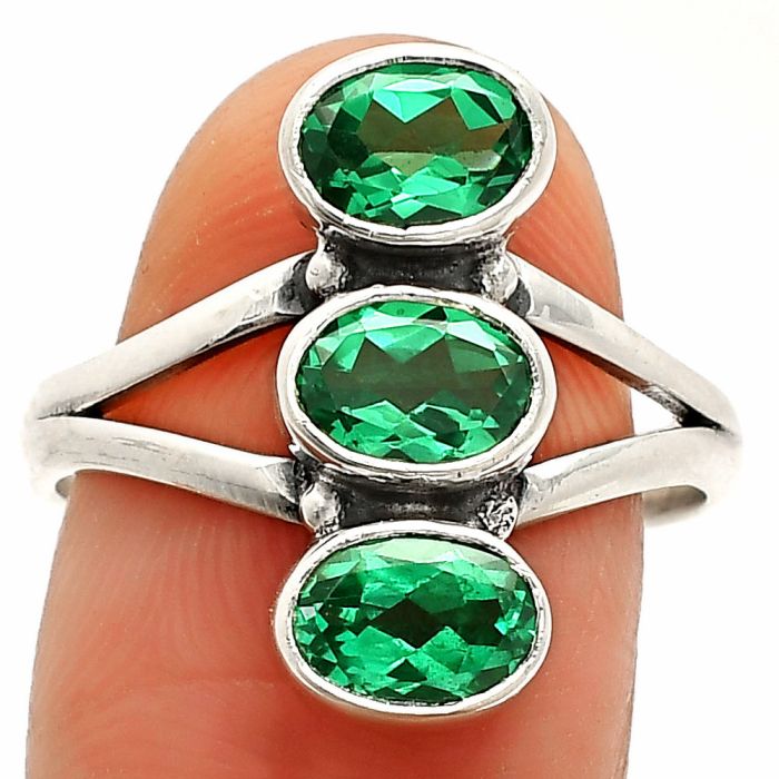 Lab Created Green Tourmaline Ring size-9 SDR232979 R-1262, 7x5 mm