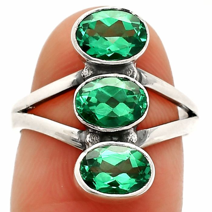 Lab Created Green Tourmaline Ring size-7 SDR232980 R-1262, 7x5 mm