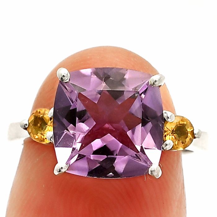 Amethyst and Citrine Ring size-6 SDR233026 R-1016, 10x10 mm
