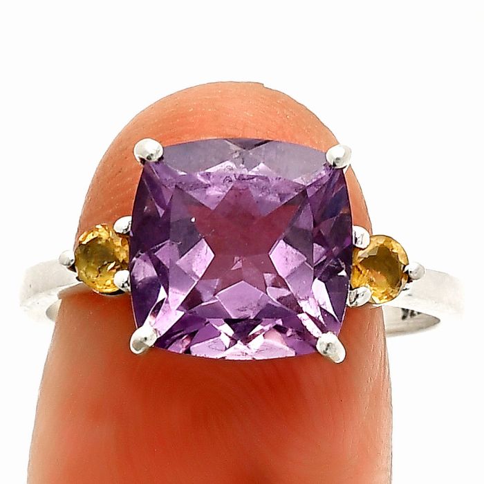 Amethyst and Citrine Ring size-9 SDR233027 R-1016, 10x10 mm