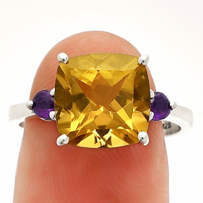 Citrine and Amethyst Ring size-9.5 SDR233030 R-1016, 10x10 mm