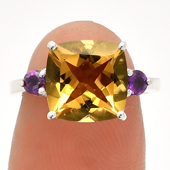 Citrine and Amethyst Ring size-6 SDR233127 R-1016, 10x10 mm