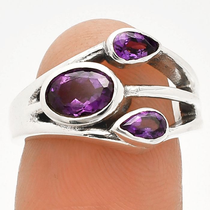 African Amethyst Ring size-6 SDR233176 R-1024, 7x5 mm