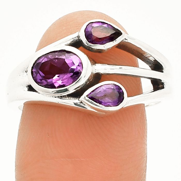 African Amethyst Ring size-9 SDR233210 R-1024, 7x5 mm