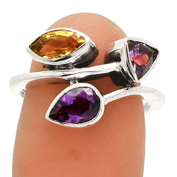 African Amethyst and Citrine Ring size-7 SDR233222 R-1040, 7x5 mm