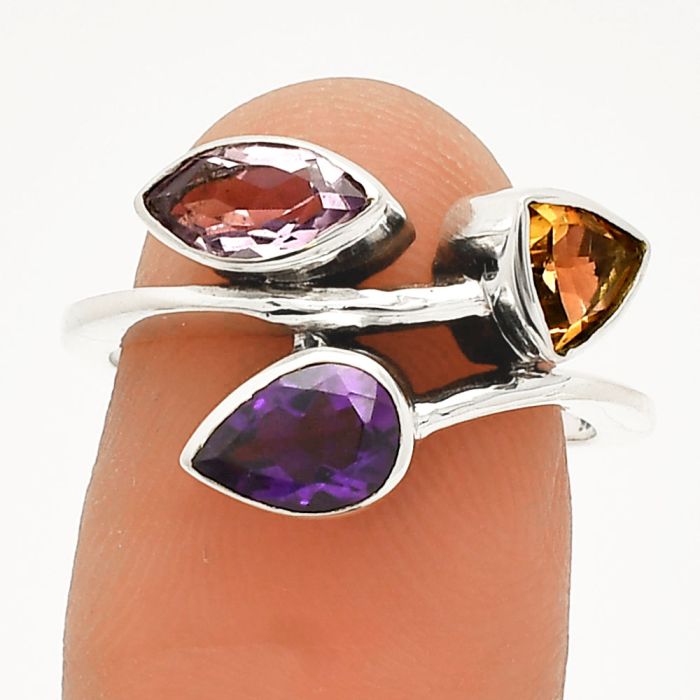 African Amethyst and Citrine Ring size-7 SDR233251 R-1040, 7x5 mm