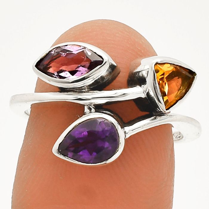 African Amethyst and Citrine Ring size-7 SDR233252 R-1040, 7x5 mm