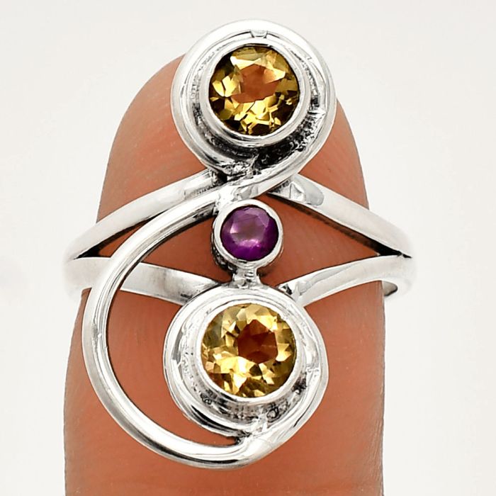 Citrine and Amethyst Ring size-8 SDR233278 R-1231, 5x5 mm