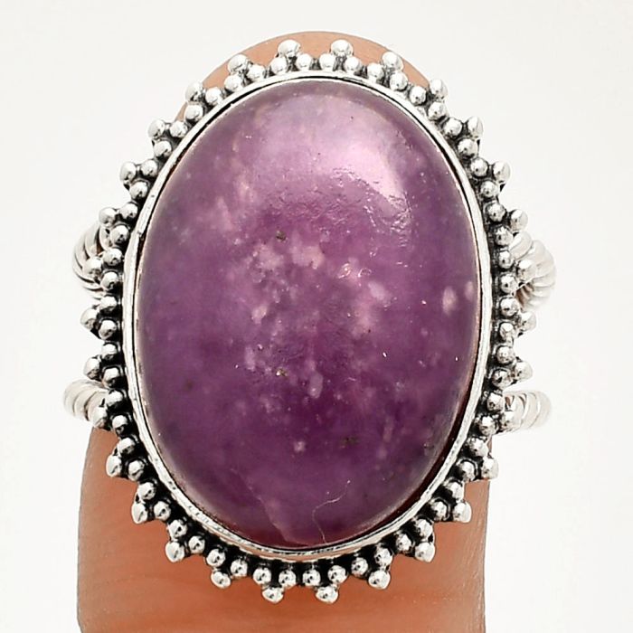 Purple Lepidolite Ring size-7.5 SDR233304 R-1095, 15x20 mm
