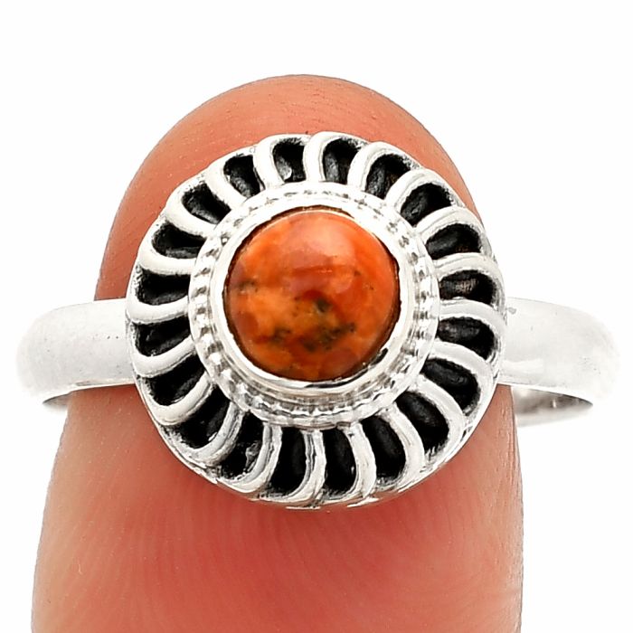 Red Sponge Coral Ring size-9.5 SDR233550 R-1596, 6x6 mm