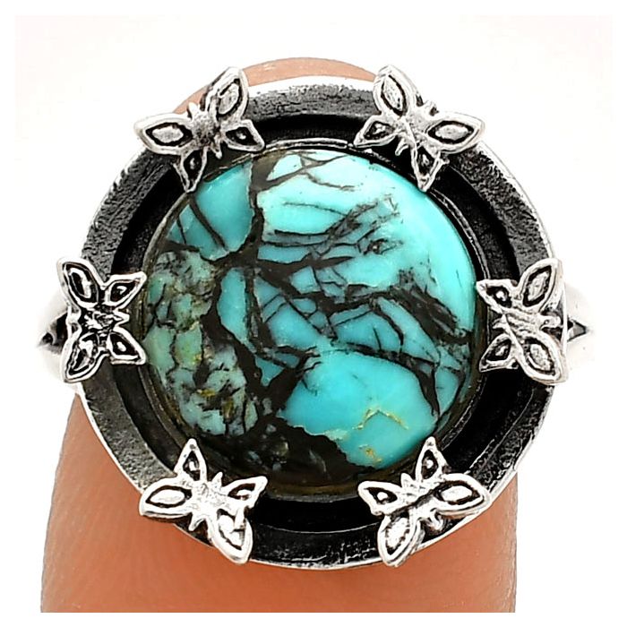 Butterfly - Lucky Charm Tibetan Turquoise Ring size-9 SDR233725 R-1716, 12x12 mm