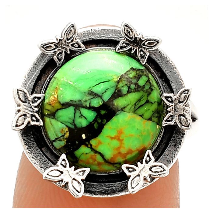 Butterfly - Green Matrix Turquoise Ring size-7 SDR233739 R-1716, 12x12 mm