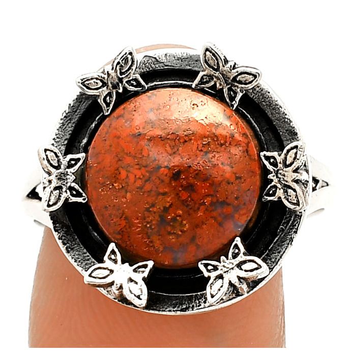 Butterfly - Red Moss Agate Ring size-10 SDR233740 R-1716, 12x12 mm