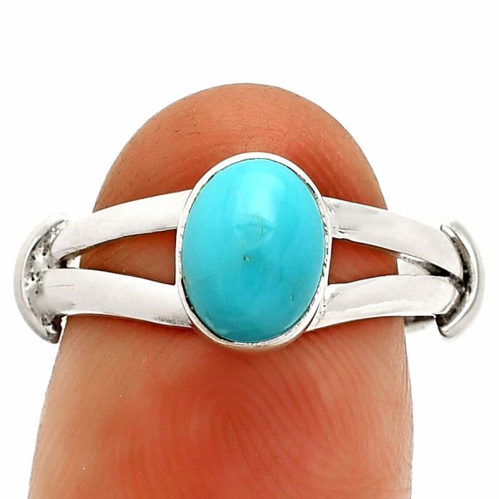 Sleeping Beauty Turquoise Ring size-6 SDR233854 R-1472, 6x8 mm