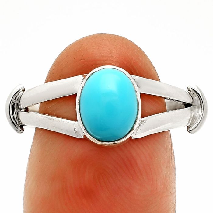 Sleeping Beauty Turquoise Ring size-9 SDR233869 R-1472, 6x8 mm