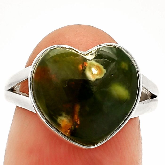 Heart - Chrome Chalcedony Ring size-7 SDR233903 R-1073, 12x13 mm