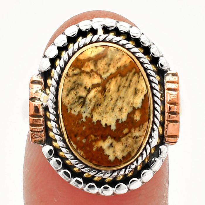 Two Tone - Picture Jasper Ring size-7 SDR234270 R-1414, 10x14 mm