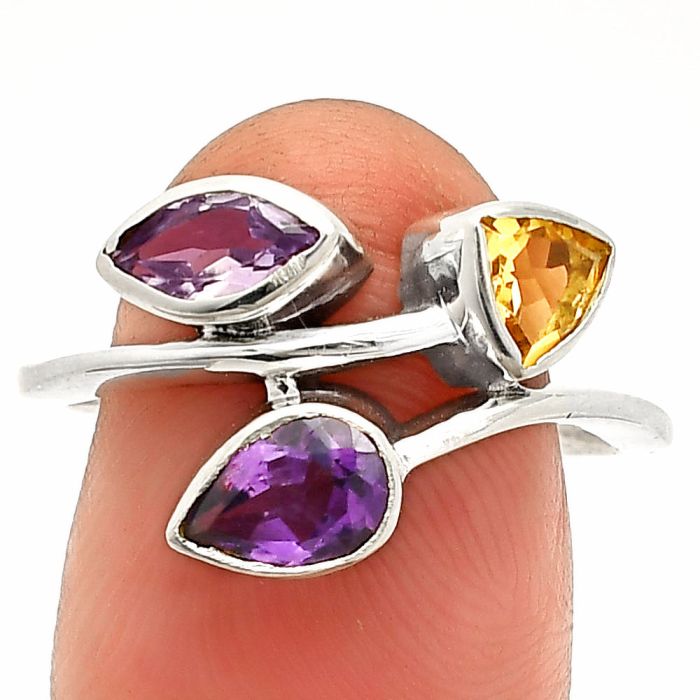 African Amethyst and Citrine Ring size-9 SDR234521 R-1040, 5x7 mm