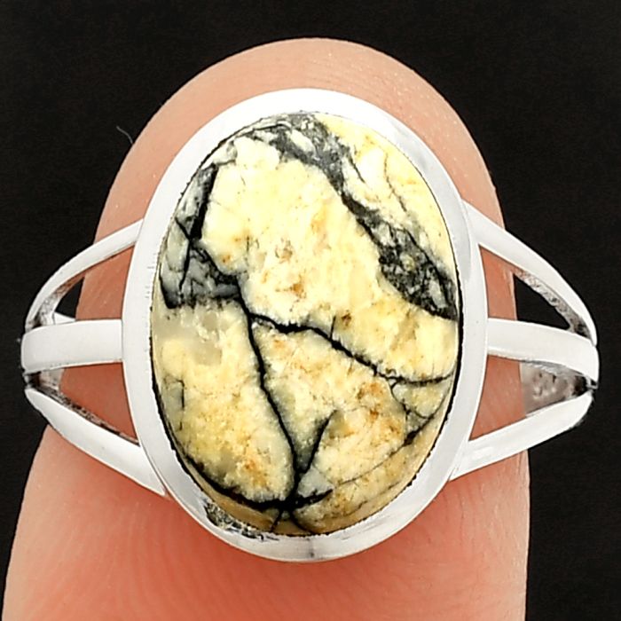 Authentic White Buffalo Turquoise Nevada Ring size-8 SDR234854 R-1006, 10x14 mm