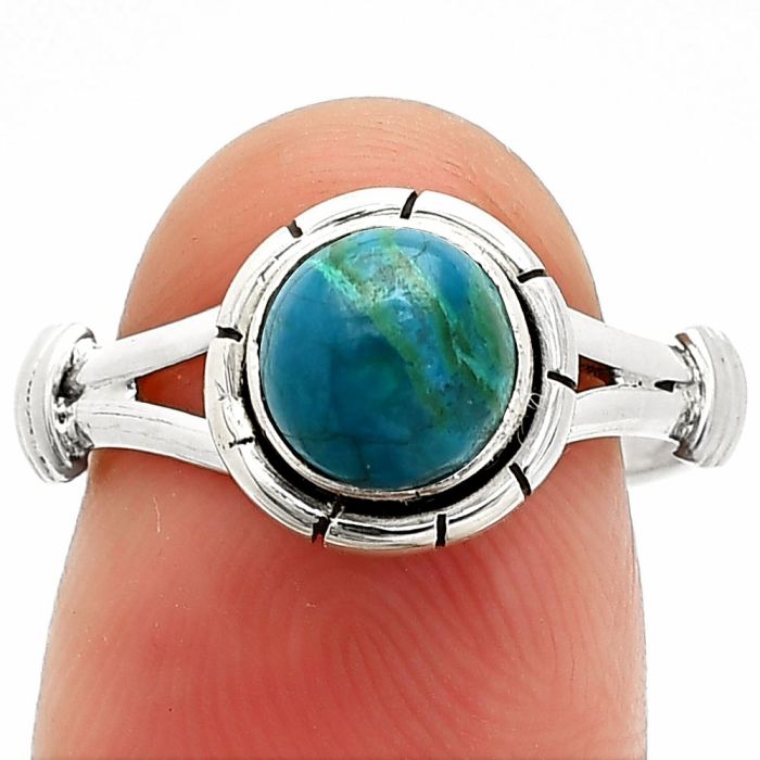 Azurite Chrysocolla Ring size-7.5 SDR234940 R-1533, 7x7 mm