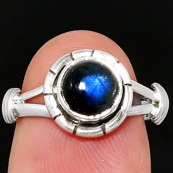 Blue Fire Labradorite Ring size-7 SDR234974 R-1533, 7x7 mm