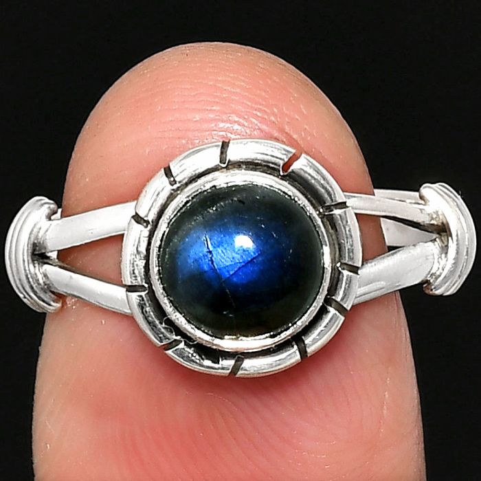 Blue Fire Labradorite Ring size-8 SDR234975 R-1533, 7x7 mm