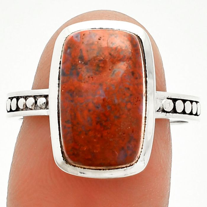 Red Moss Agate Ring size-9 SDR235075 R-1060, 9x15 mm