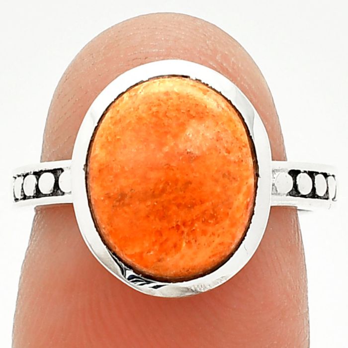 Red Sponge Coral Ring size-6 SDR235096 R-1060, 10x12 mm