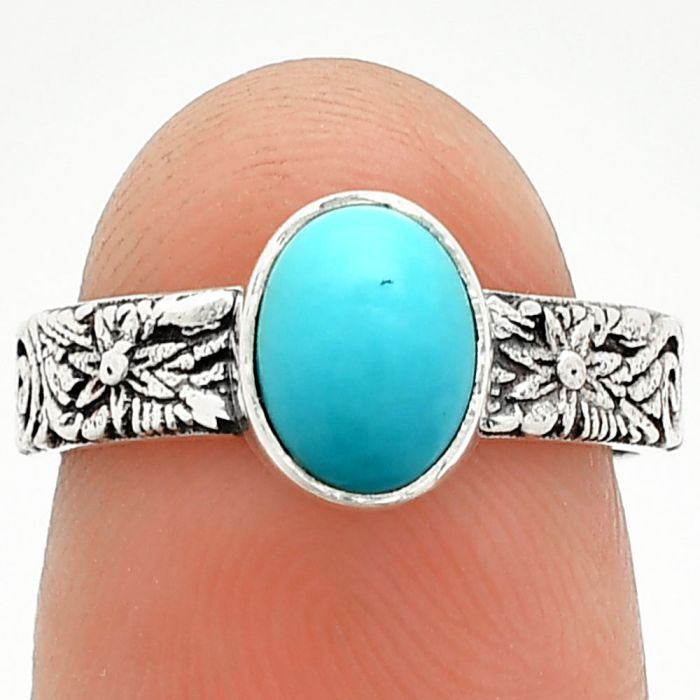 Sleeping Beauty Turquoise Ring size-6 SDR235165 R-1055, 6x8 mm