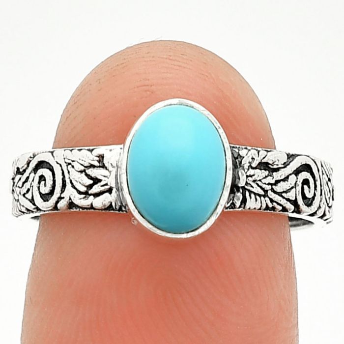 Sleeping Beauty Turquoise Ring size-8 SDR235167 R-1055, 6x8 mm