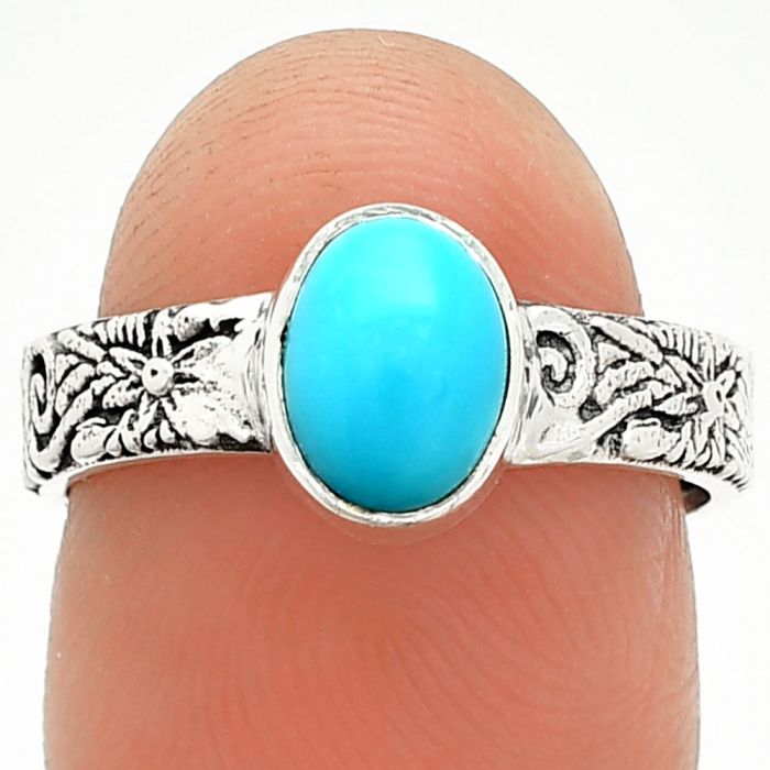 Sleeping Beauty Turquoise Ring size-7 SDR235169 R-1055, 6x8 mm