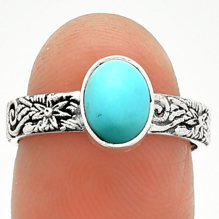 Sleeping Beauty Turquoise Ring size-7 SDR235170 R-1055, 6x8 mm